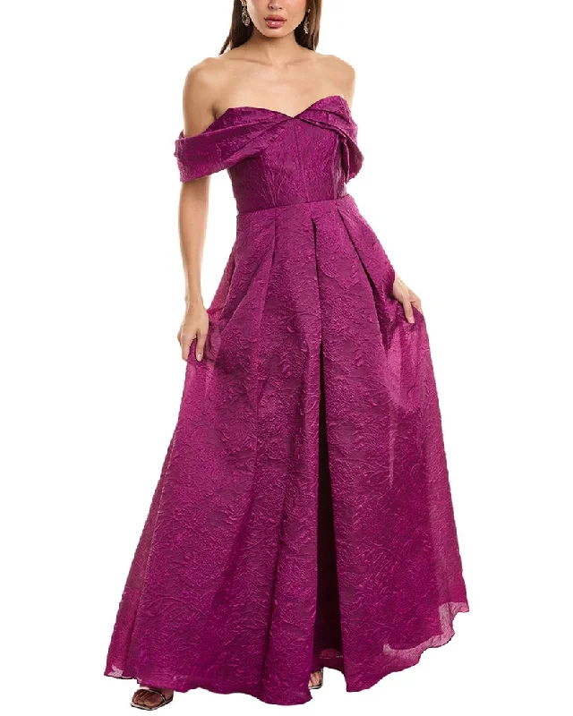 Theia Joelle Off-Shoulder Gown