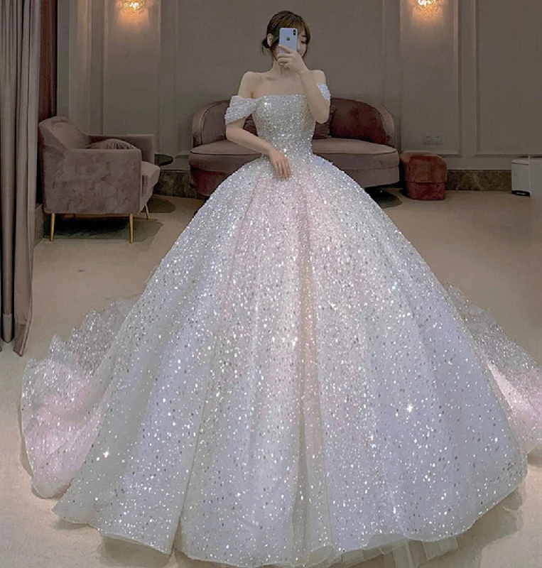 Amazing tulle sequins ball gown dress formal dress  8507