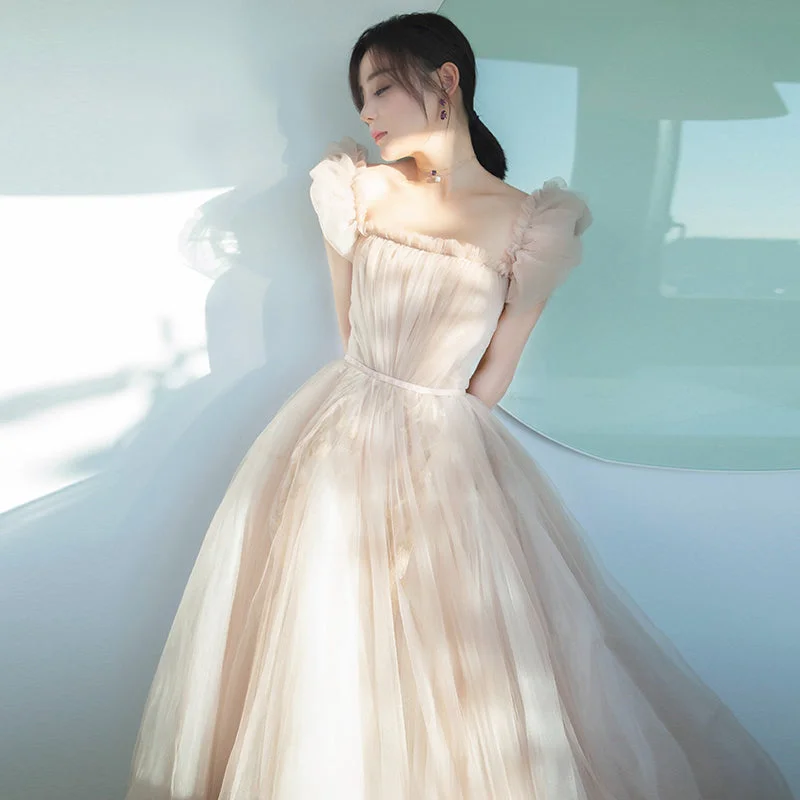 Cute tulle A line prom dress evening dress  8363