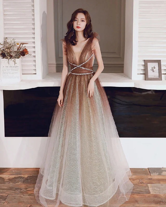 Stylish tulle sequins prom dress evening dress  8282